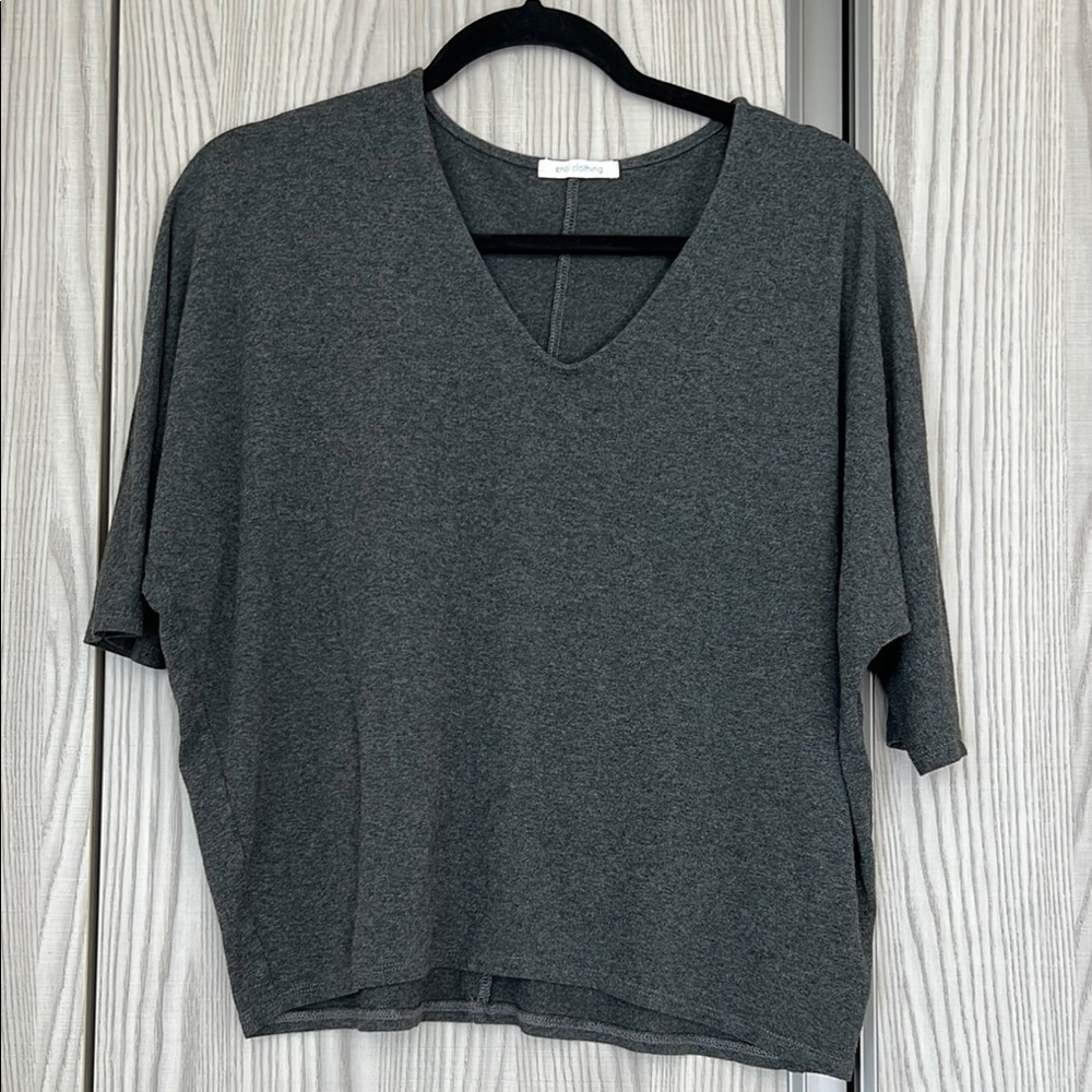 Gray Boxy 3/4 Sleeve T-Shirt